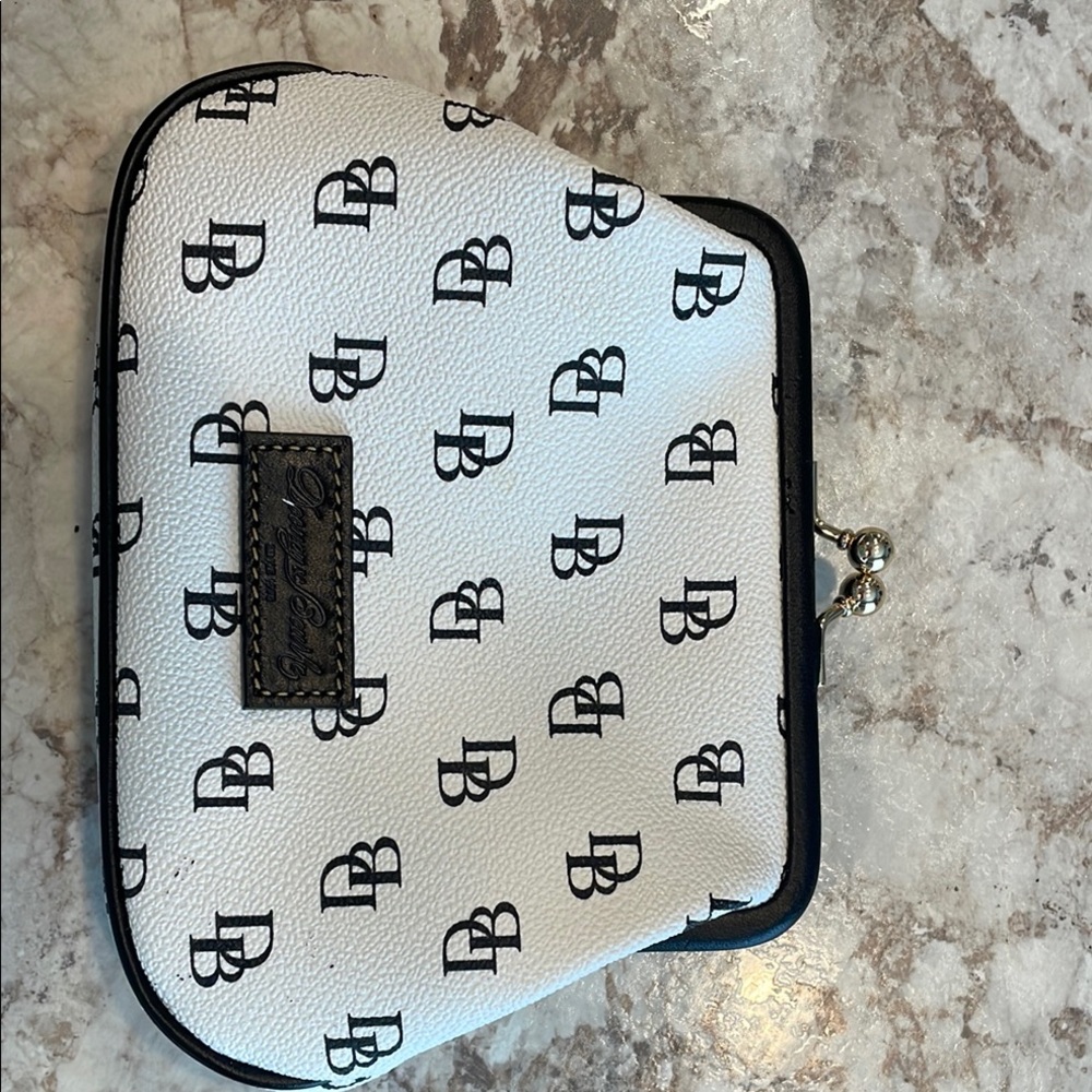 Dooney & Bourke White and Black Monogram Cosmetic Case